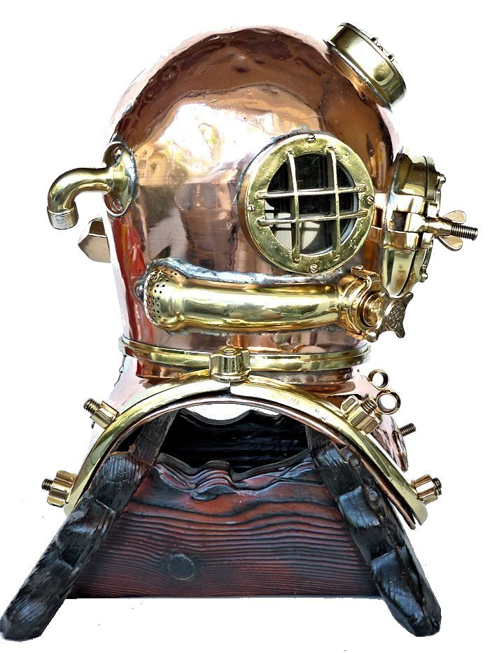 Right side of 1942 Schrader Navy MK V dive helmet image