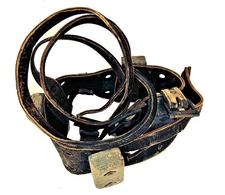 Rolled up view of Morse Navy leather dive belt