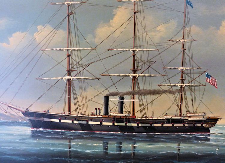 Close-up of ship portrait of sail and screw Civil War Era Sloop of War image