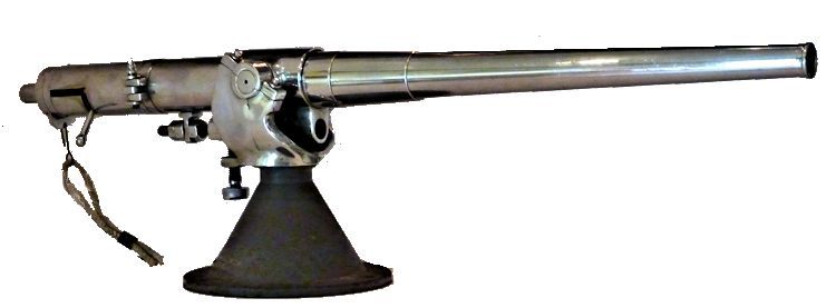 Nickel breech loader deck cannon of WW II or earlier image at near zero elevation