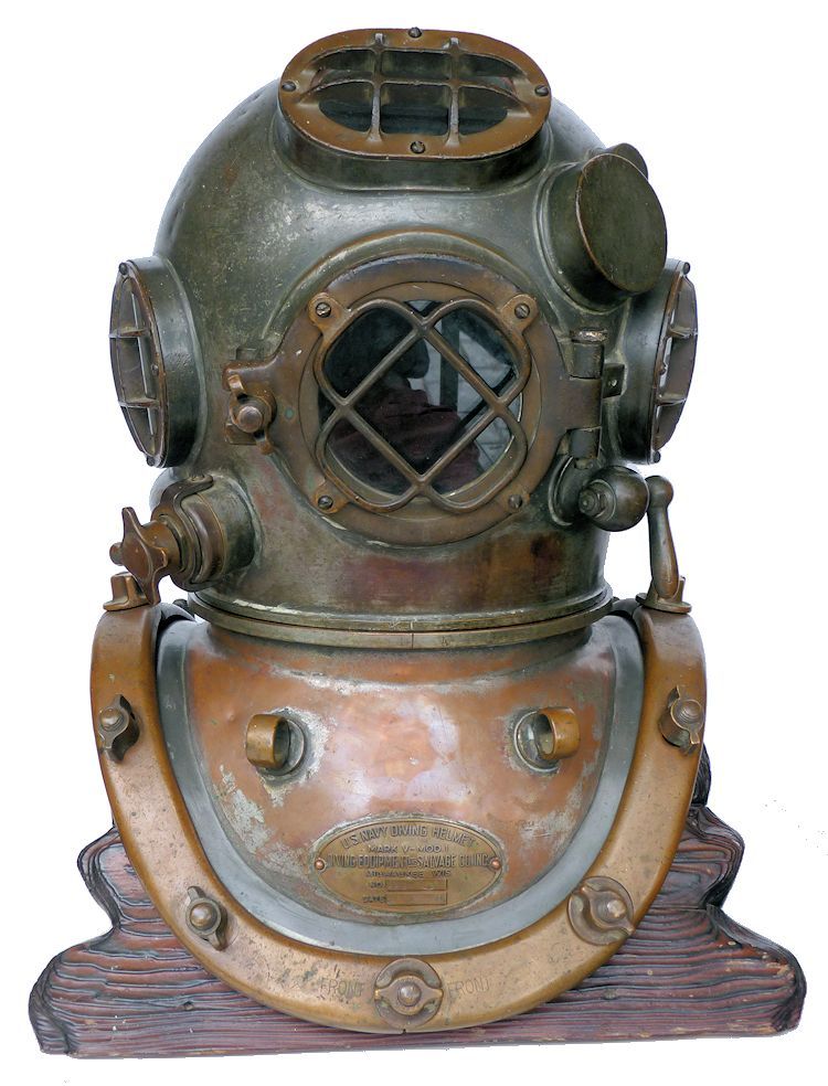 Front view of 1945 DESCO Navy MK V diving helmet image