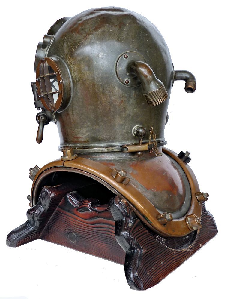 Three quarter left side view of back of DESCO MK V dive helmet image