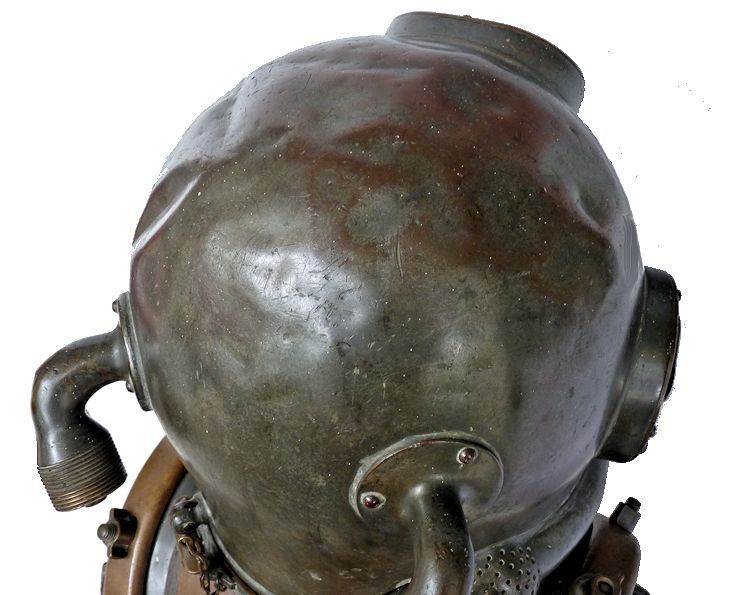 Top of 1945 DESCO MK V helmet showing more dents image
