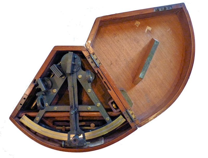 Double frame sextant housed in open case image