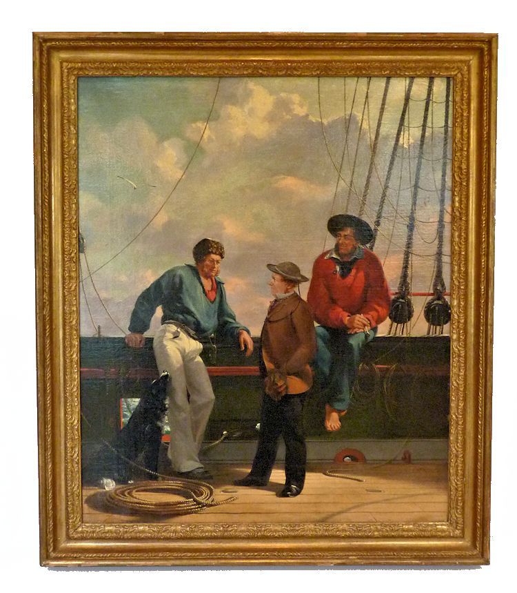 Framed painting of a trio of English seaman at the rail image