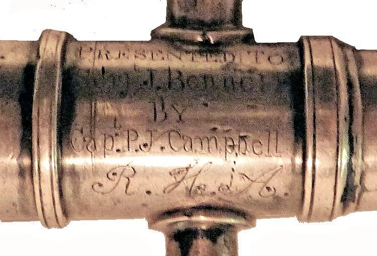 Engraving on the silver presentation cannon barrel image