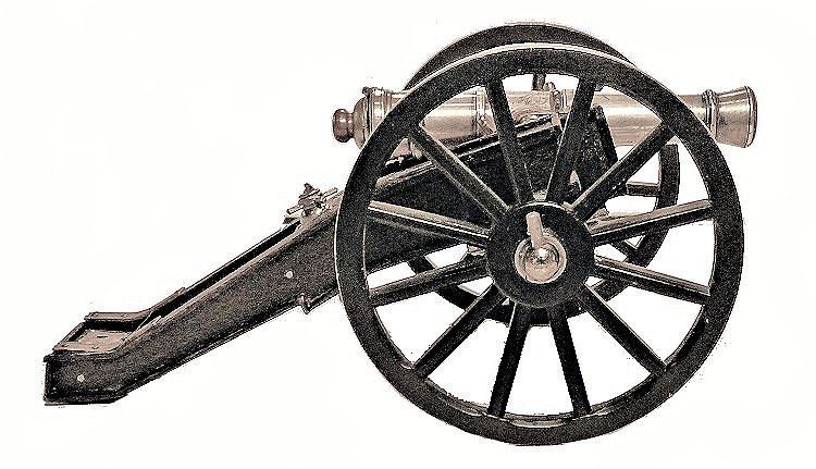 Right side of miniature silver presenation field cannon image