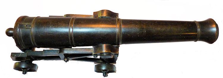 Royal Navy Skeleton carriage bronze cannon overhead view image