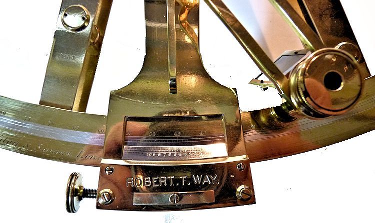 Close-up of vernier showing the maker's and Way's name image