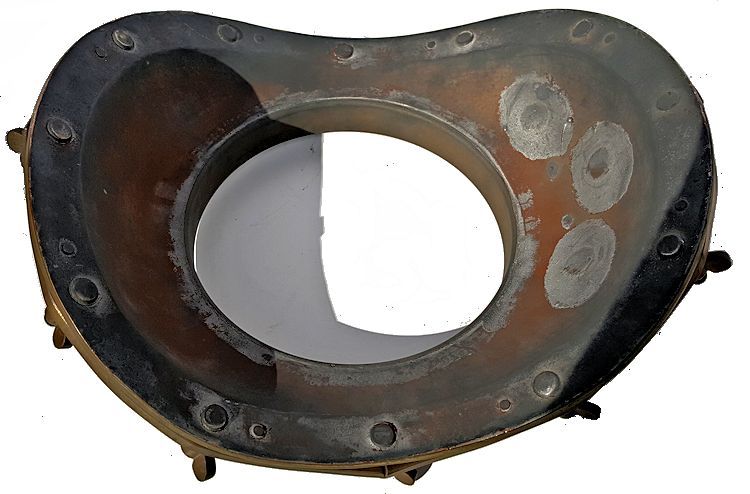 Bottom of breast plate of the Yoko helium dive helmet image