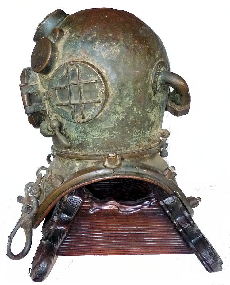 Light side of 1942 Schrader Navy MK V dive helmet image