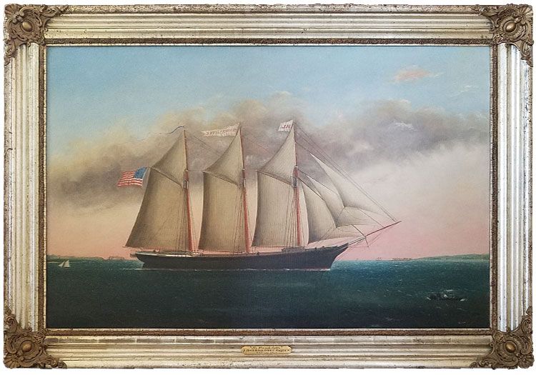 Oil Painting of sailing vessel "Hannah Little" By Archibald Carey Smith