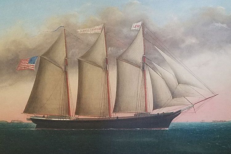 Oil Painting of sailing vessel "Hannah Little" By Archibald Carey Smith