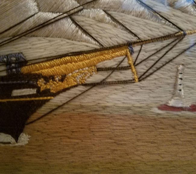 Detail WOOL WORK OF
BRITISH ROYAL NAVY
FULLY RIGGED
3 MASTED BARQUE