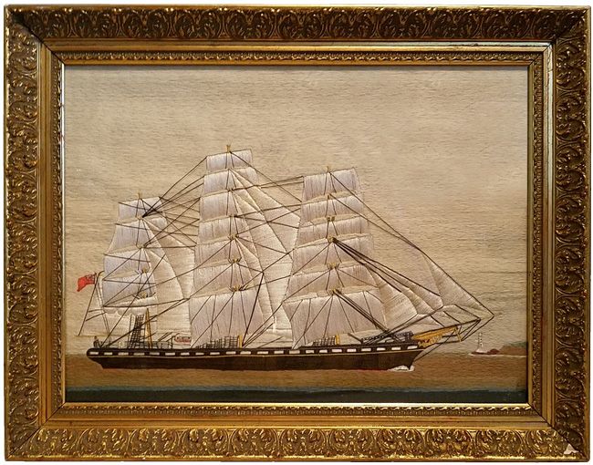 WOOL WORK OF
BRITISH ROYAL NAVY
FULLY RIGGED
3 MASTED BARQUE
